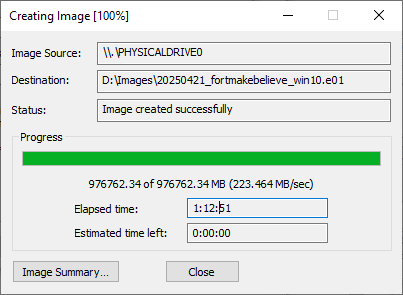 FTK Imager Evidence Item Information